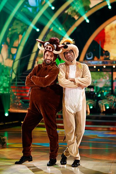 Giovanni Pernice and Richie Anderson as characters from The Lion King