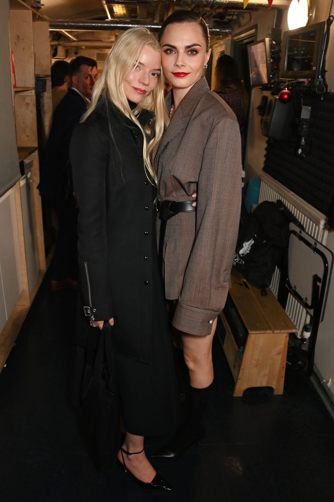 Anya Taylor-Joy and Cara Delevingne attend the gala performance after party for "Cabaret At The Kit Kat Club" celebrating new cast members on March 28, 2024 in London, England. (Photo by Dave Benett/Getty Images)