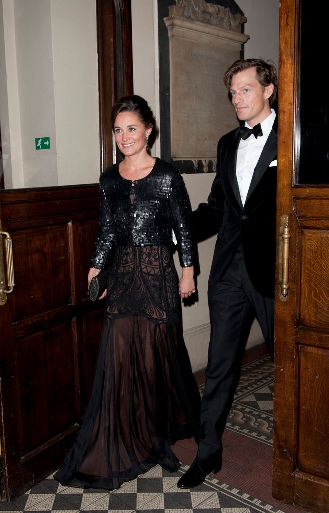 Pippa Middleton entering venue with Nico Jackson in black tie