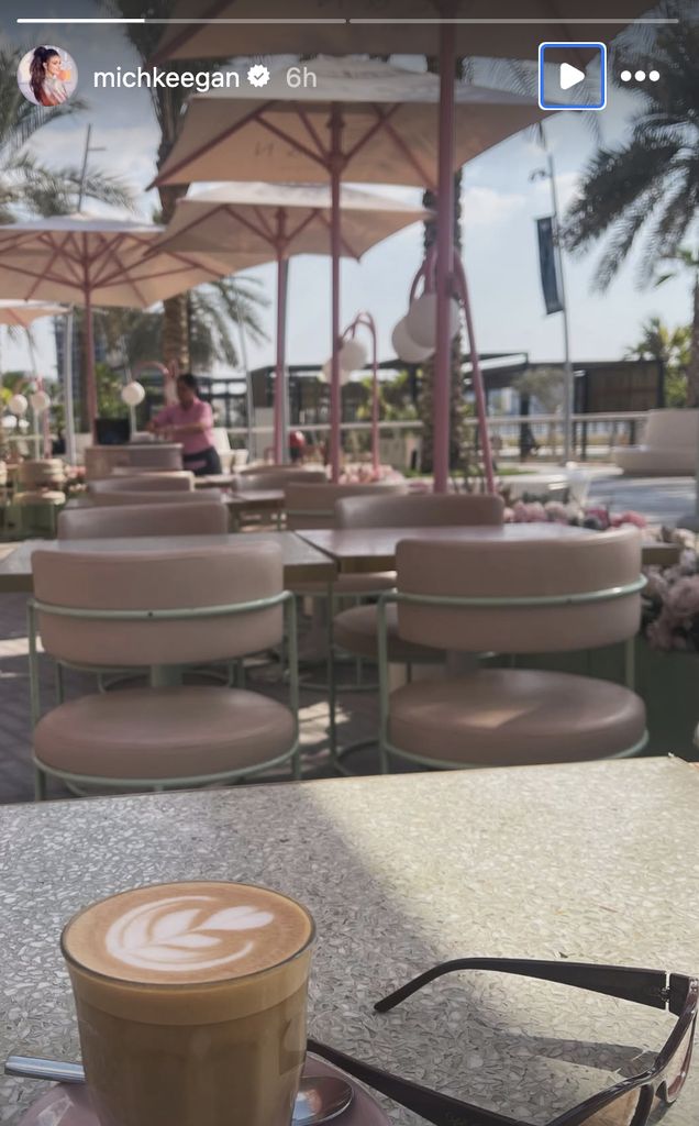 Michelle Keegan's coffee and sunglasses on a table