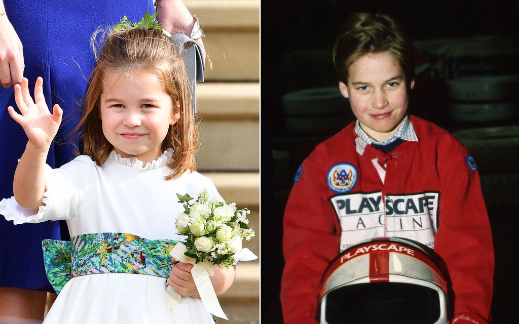 Split image of Princess Charlotte and Prince William as a child