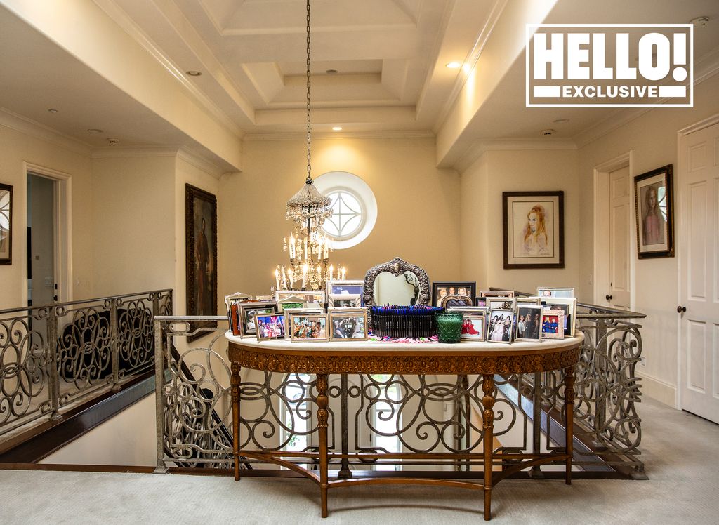 Nancy Davis' landing and staircase at Beverly Hills home in Mulholland Estates