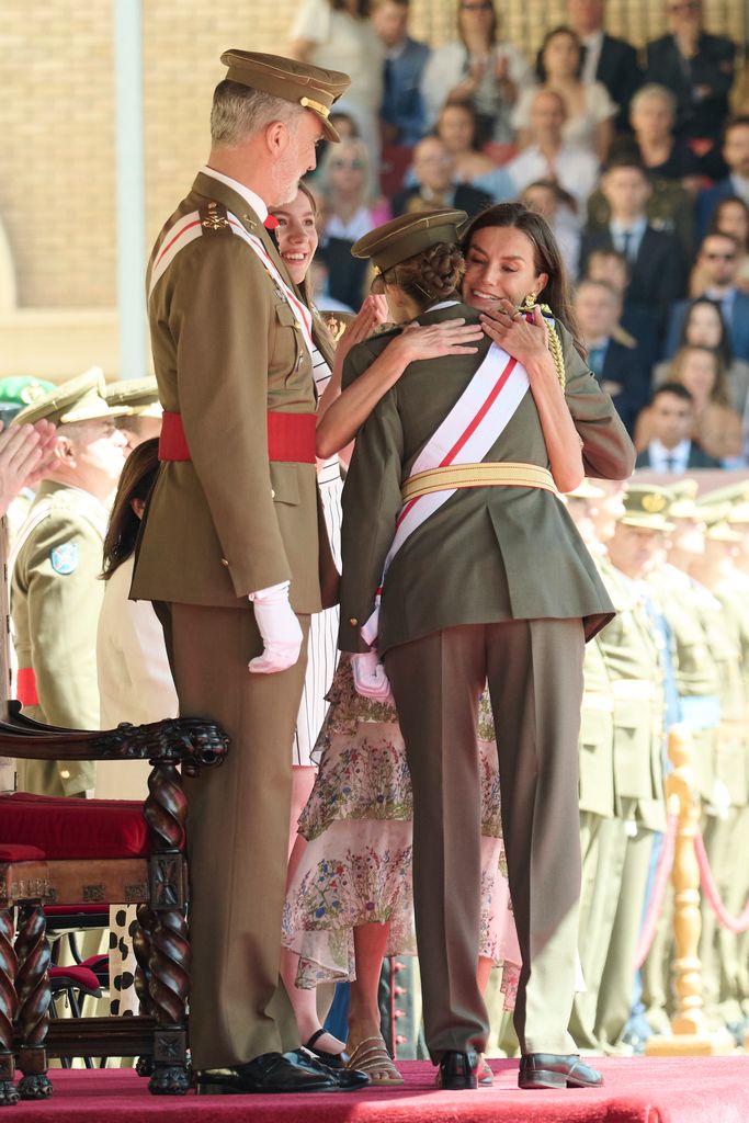 Queen Letizia hugging Leonor