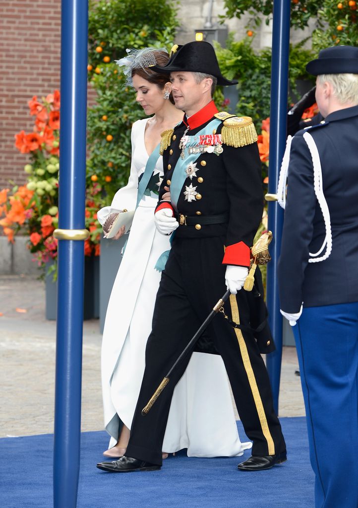 Crown Princess Mary of Denmark in a white balloon sleeve dress