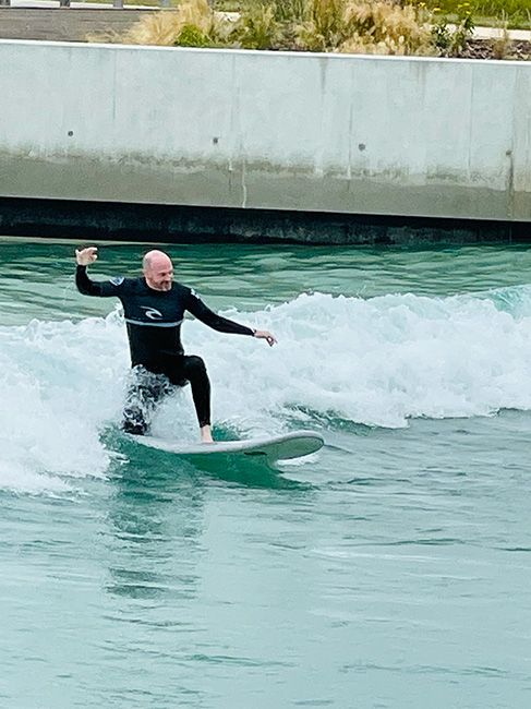 dad on surfboard
