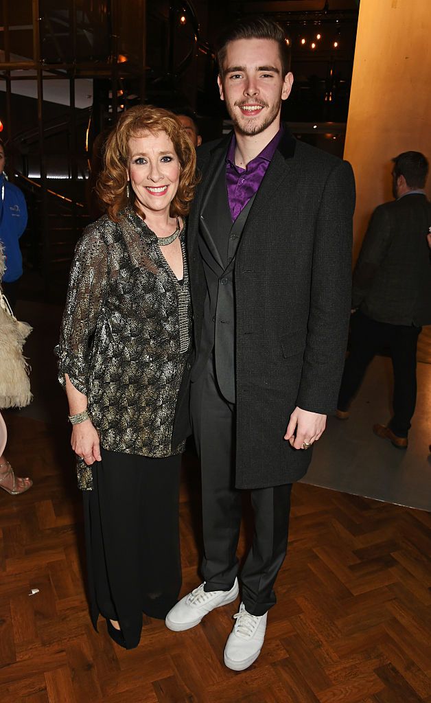 Phyllis Logan with her son David in 2016
