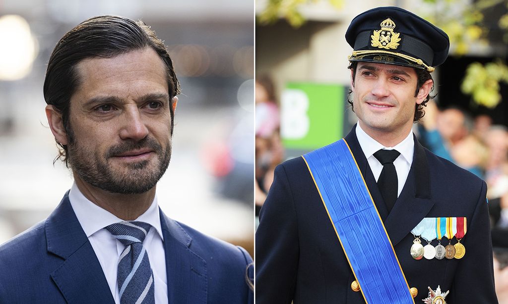 Split image of Prince Carl Philip without and without a beard
