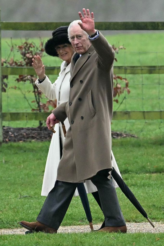 charles and camilla waving in sandringham