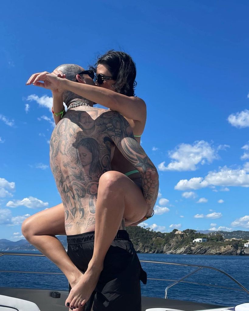 Kourtney Kardashian and Travis Barker on board the yacht before they got married