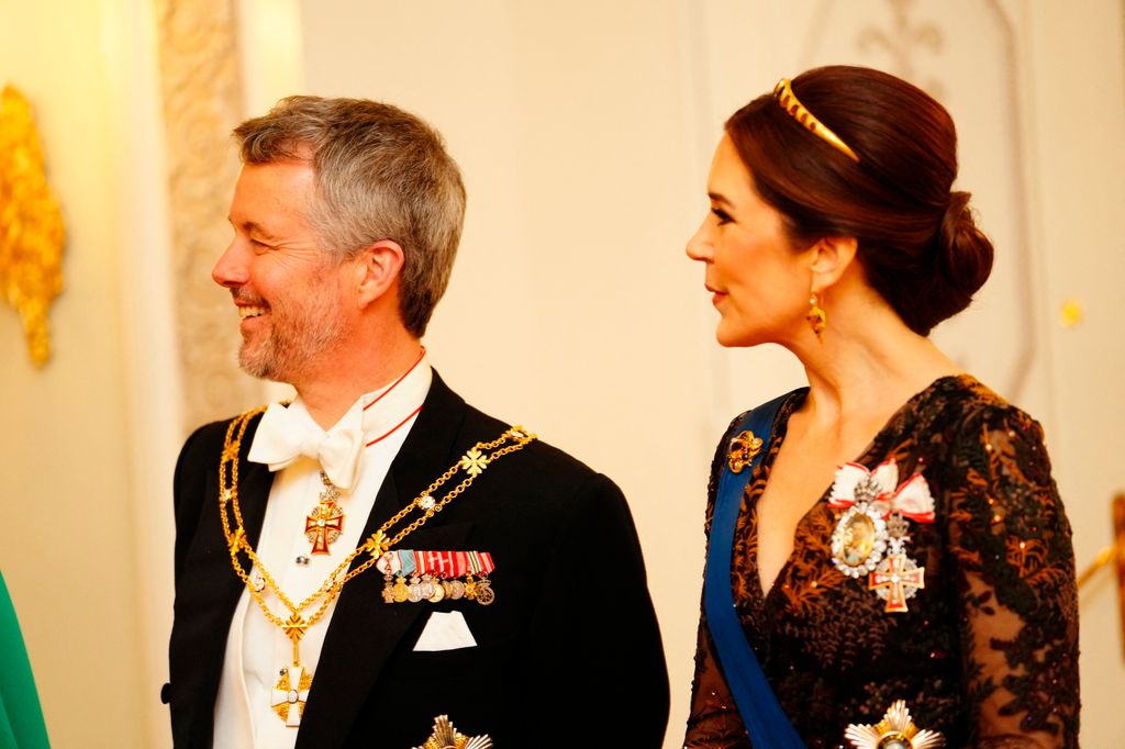 King Frederik X and Queen Mary of Denmark participate in a gala dinner at the Presidential Palace in Helsinki, Finland
