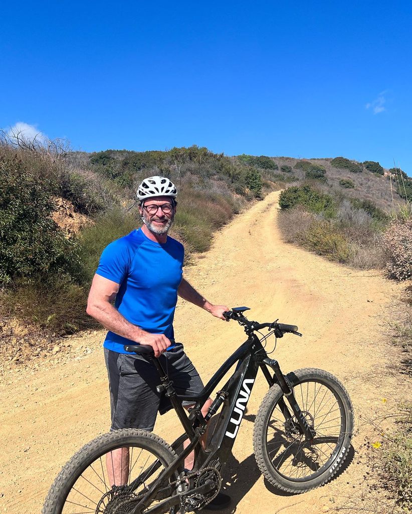 Hugh Jackman with his bike in California