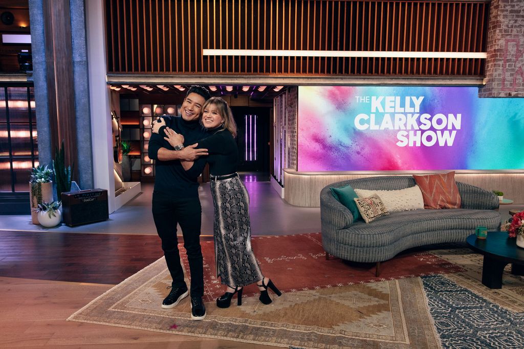 Kelly Clarkson and Mario Lopez on season five of The Kelly Clarkson Show December 5, 2023