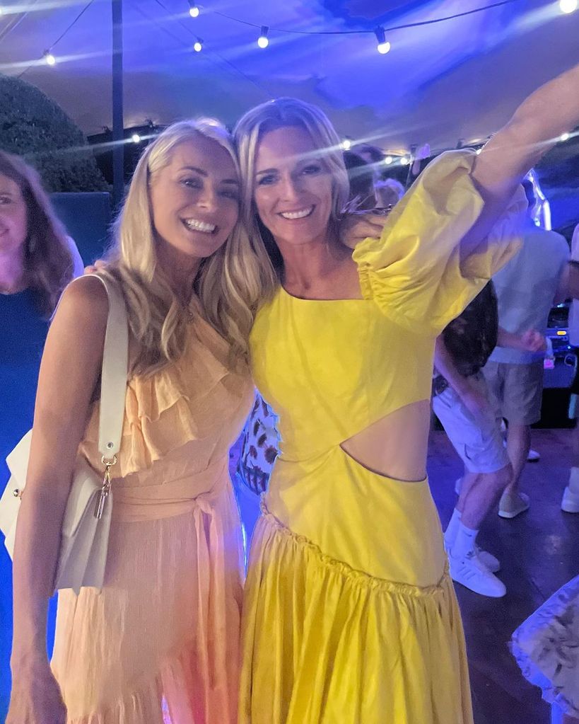 Tess Daly and Gabby Logan partying together at Gabby's birthday party