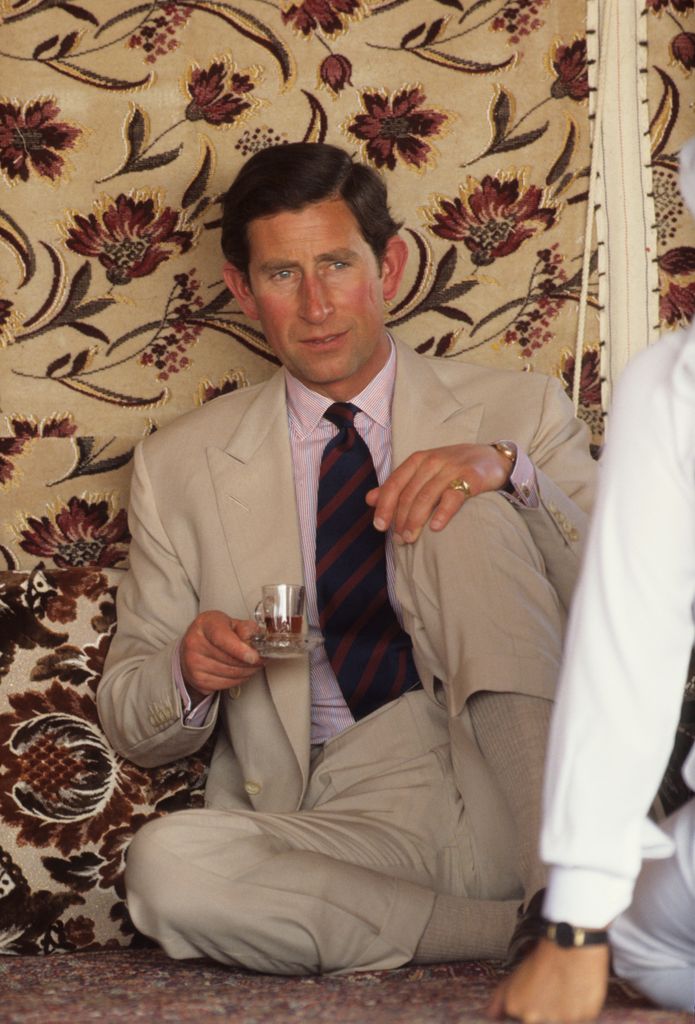 King Charles sitting down on a visit to Saudi Arabia on November 18, 1986.  (Photo by Georges De Keerle/Getty Images)
