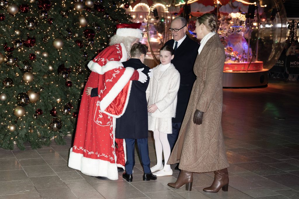 monaco princely family being greeted by santa 