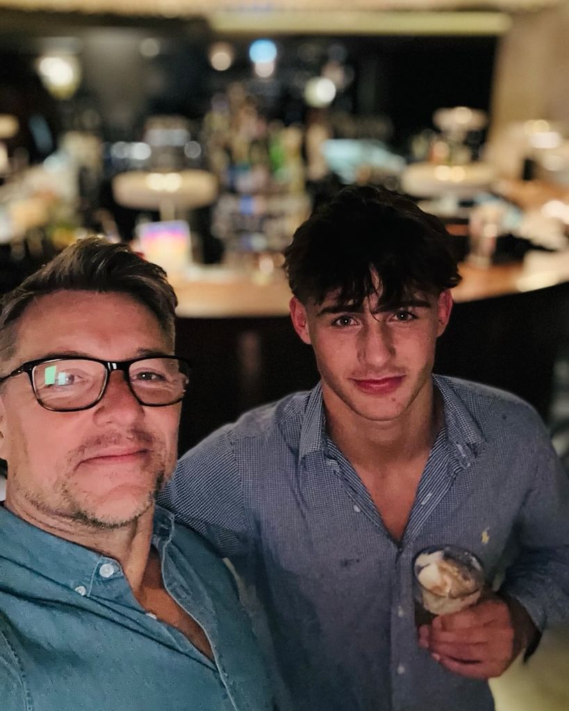 Ben Shephard taking a selfie with his godson in a bar