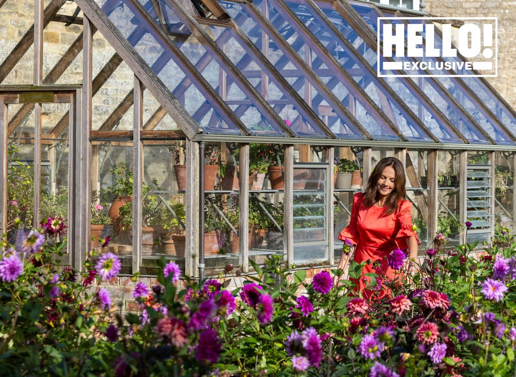 Nicola Reed by her greenhouse at Wiltshire home 