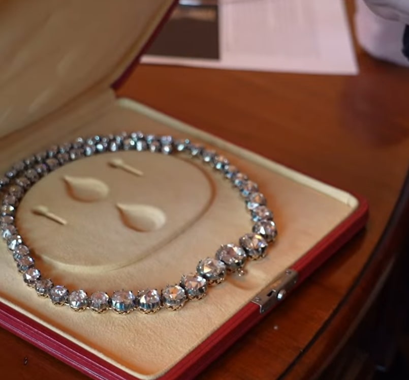 diamond necklace in open box