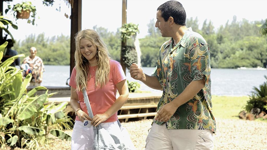 Drew Barrymore and Adam Sandler in a scene from 50 First Dates