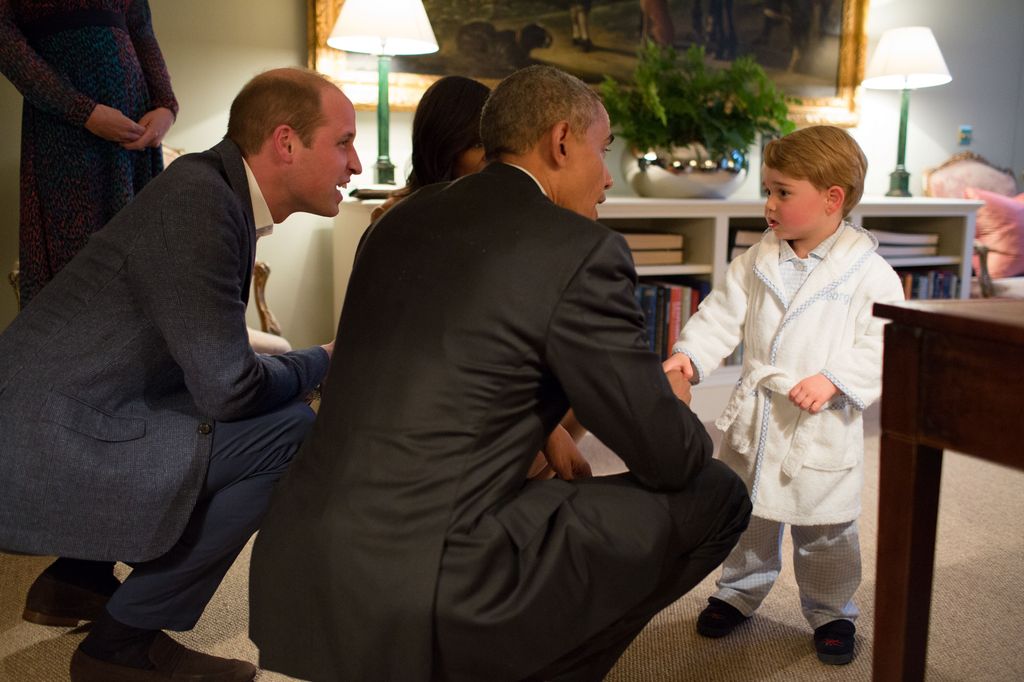 Prince George meeting the Obamas
