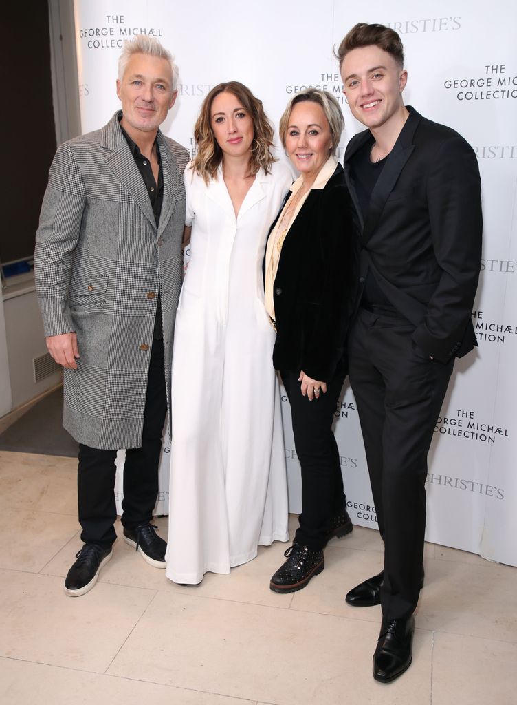 Martin Kemp, Harley Moon Kemp, Shirlie Holliman and Roman Kemp attend The George Michael Collection VIP Reception at Christies on March 12, 2019 in London, England