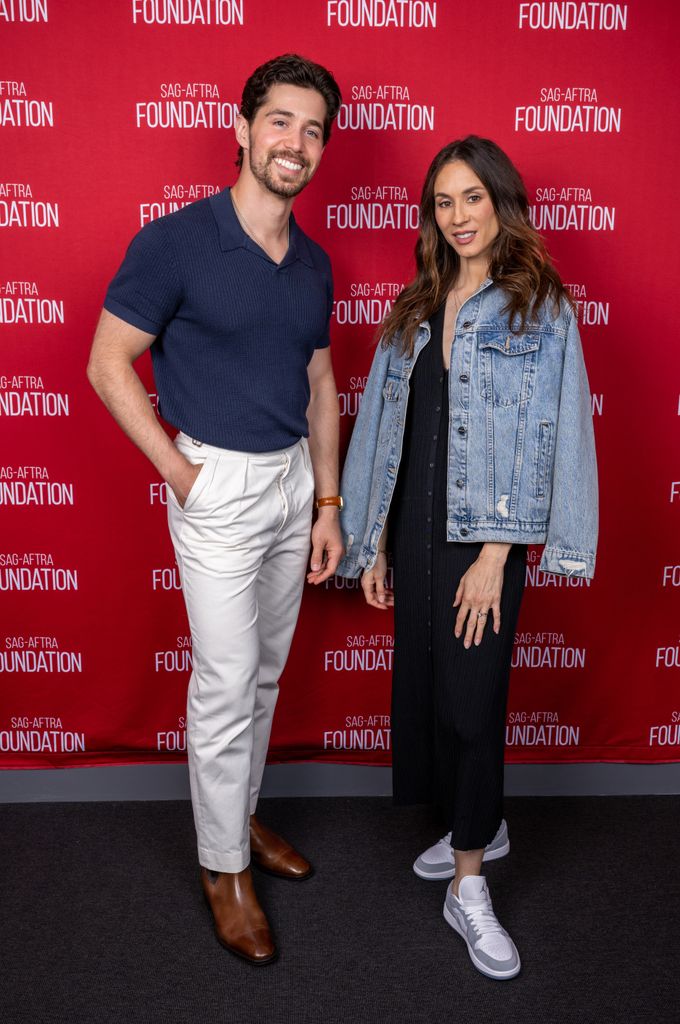Brandon Larracuente (L) and Troian Bellisario attend the SAG-AFTRA Foundation Conversations Presents "On Call" event at The Meryl Streep Center for Performing Artists on June 16, 2025 in Los Angeles, California
