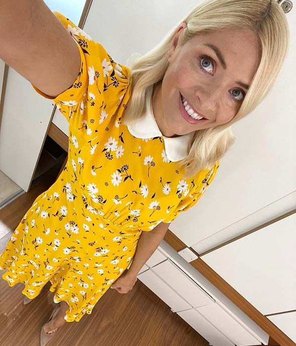 holly willoughby fashion style yellow ghost dress