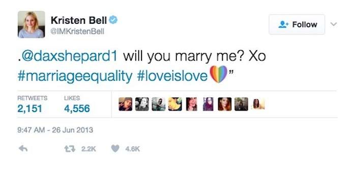 kristen bell proposal tweet