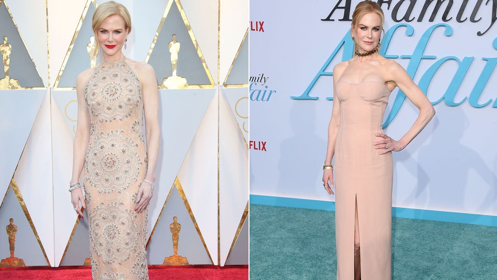 nicole kidman in 2017 and today in nude dress