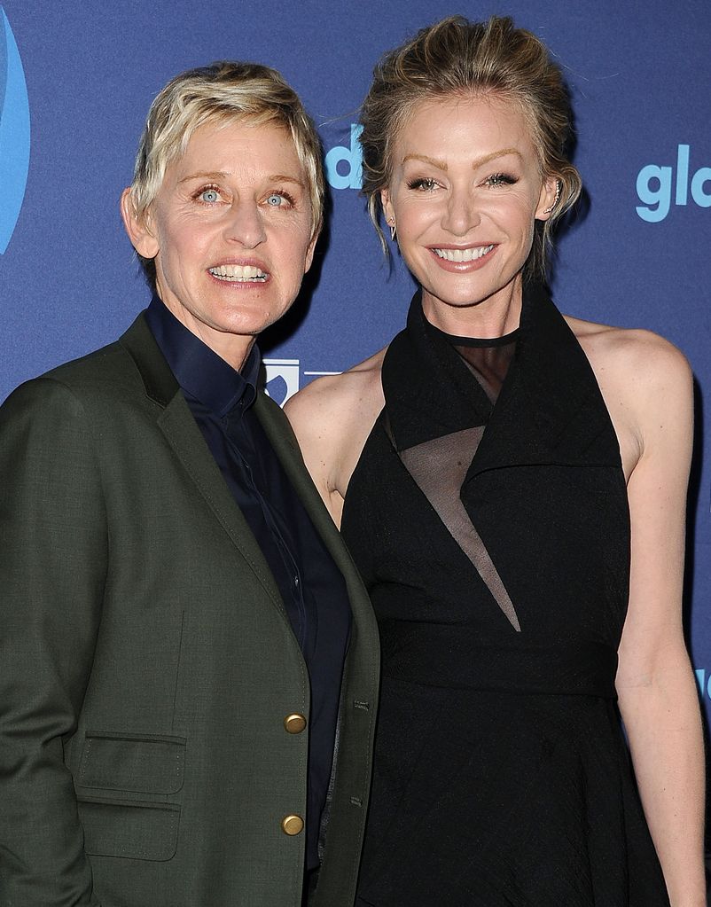 Ellen DeGeneres and Portia de Rossi attend the 26th annual GLAAD Media Awards in 2015