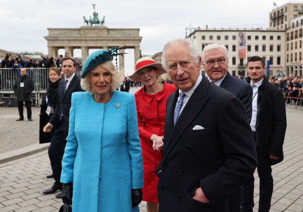 The King and Queen Consort with German President Frank-Walter Steinmeier and his wife Elke Buedenbender at Brandenburg Gate 
