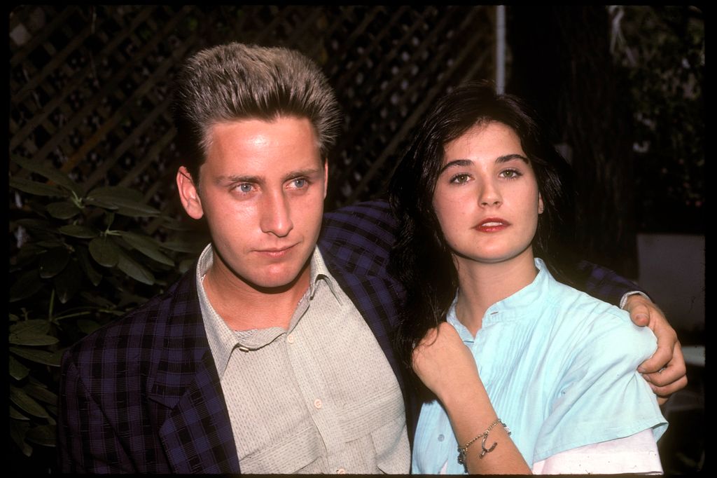 Demi Moore with Emilio Estevez met on the set of St. Elmo's Fire and dated for three years; she called off their engagement. 