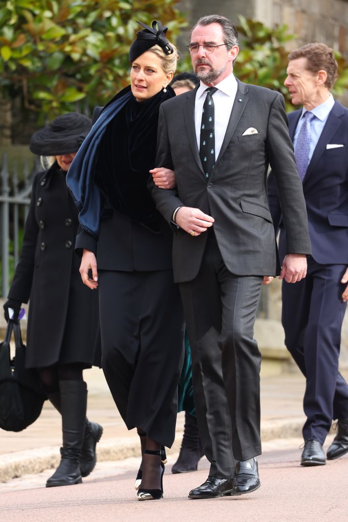 Princess Tatiana of Greece and Denmark and Prince Nikolaos of Greece and Denmark attend the Thanksgiving Service for King Constantine of the Hellenes at St George's Chapel on February 27, 2024 