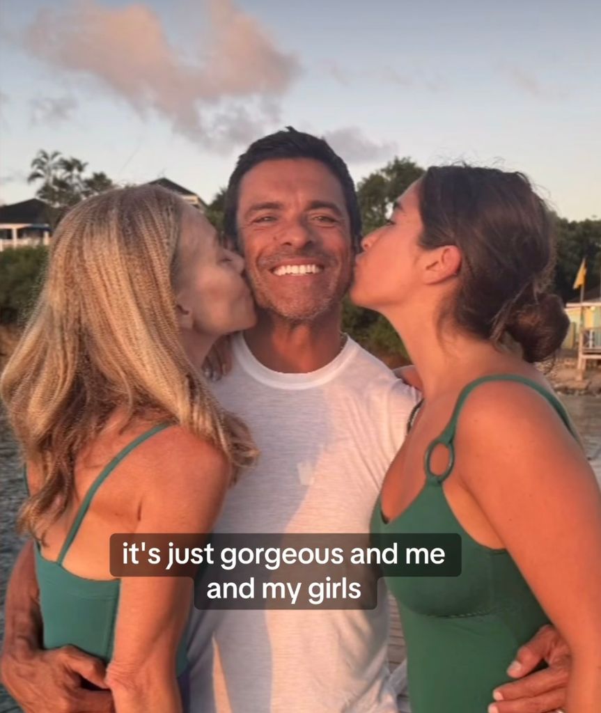 Mark received a kiss from Kelly and Lola who were twinning