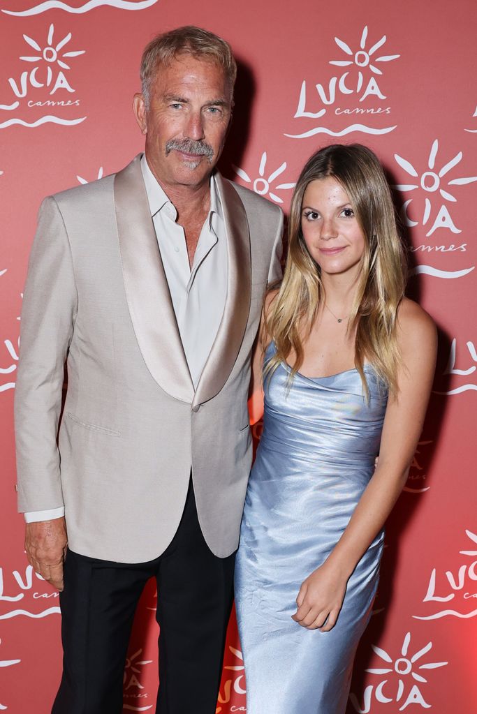 Kevin Costner and Grace Avery Costner attend the "Horizon: An American Saga" after-party presented by Veuve Clicquot at Lucia Cannes during the 77th Annual Cannes Film Festival on May 19, 2024 in Cannes, France.