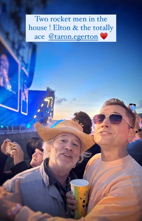 Taron Egerton watches Elton John in crowd with Jamie Oliver's friend