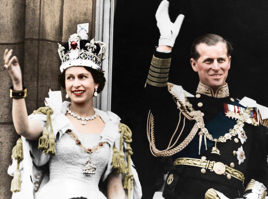 Queen Elizabeth II and Prince Philip following her coronation in 1953