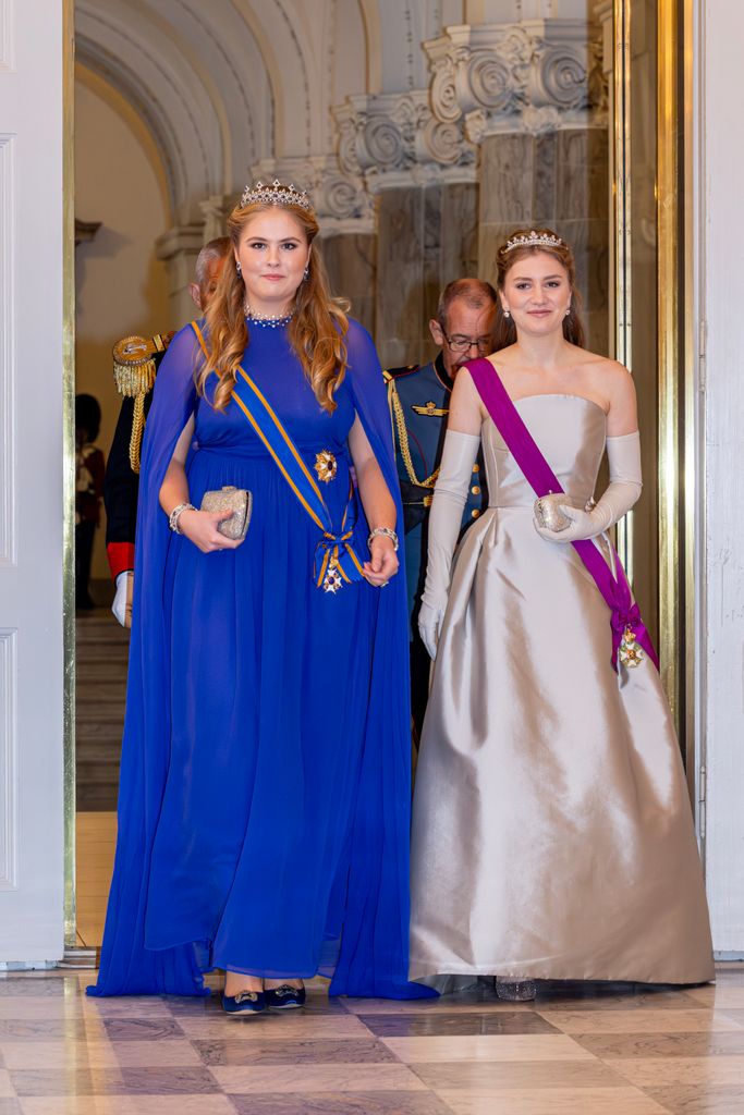  Princess Amalia of The Netherlands and Princess Elisabeth of Belgium in ball gowns and tiaras