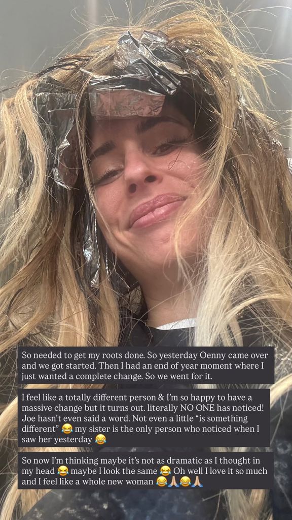 Stacey Solomon showed a before and after of her hair overhaul on Instagram