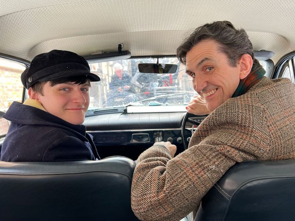 Max Macmillan and Stephen McGann backstage on the Call the Midwoman Christmas special