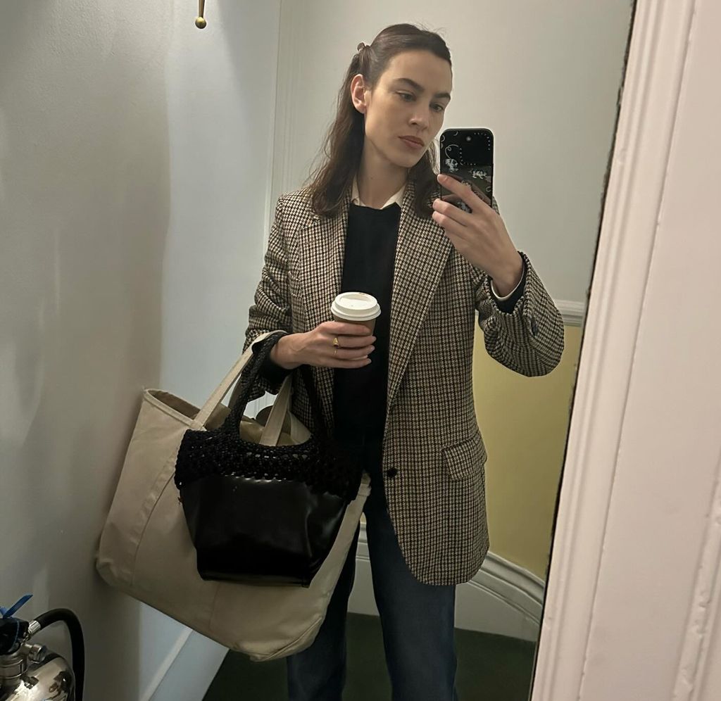 Alexa Chung often teams her tweed blazers with denim jeans