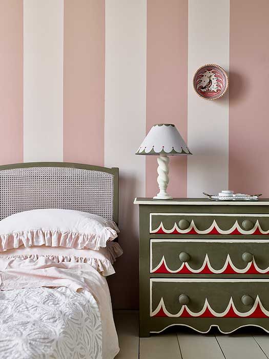 Annie Sloan striped bedroom wall