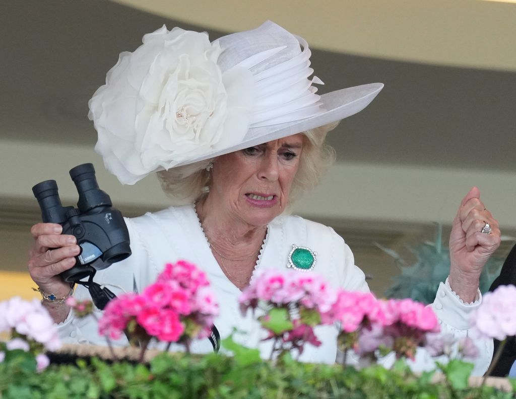 Queen Camilla grimaces at Royal Ascot