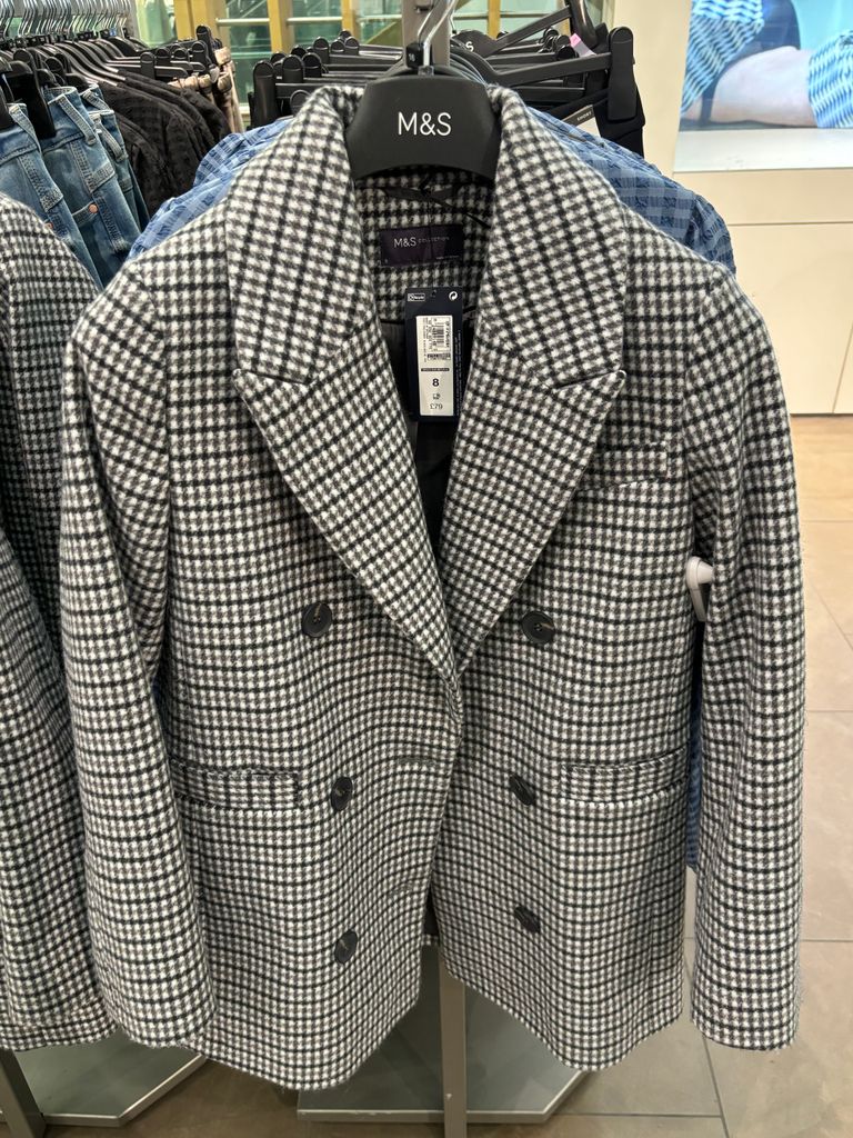 marks and spencer checked coat 