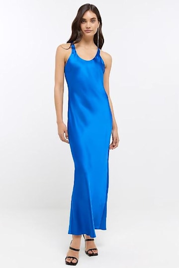 blue satin dress river island