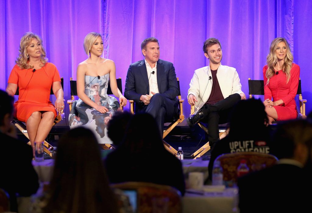 TV personalities Julie , Savannah, producer/TV personality Todd , and TV personalities Chase , and Lindsie speak onstage during the 'Chrisley Knows Best' panel at the 2016 NBCUniversal Summer Press Day 