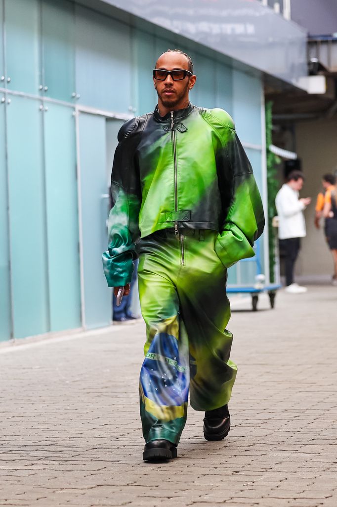 Lewis Hamilton of Great Britain and Mercedes enters the paddock during previews ahead of the F1 Grand Prix of Brazil at Autodromo Jose Carlos Pace on November 02, 2023 in Sao Paulo, Brazil. (Photo by Kym Illman/Getty Images)