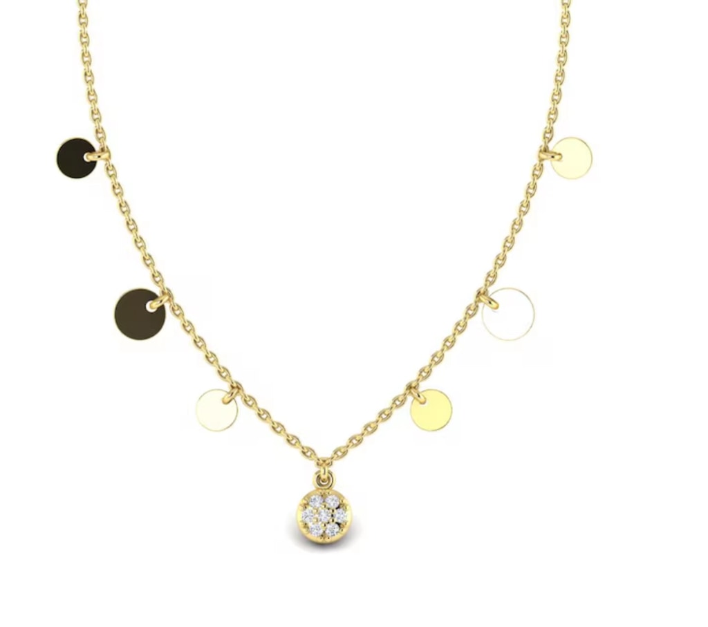 Kleora Aurora Modern Electrum Diamond Disc Station Necklace