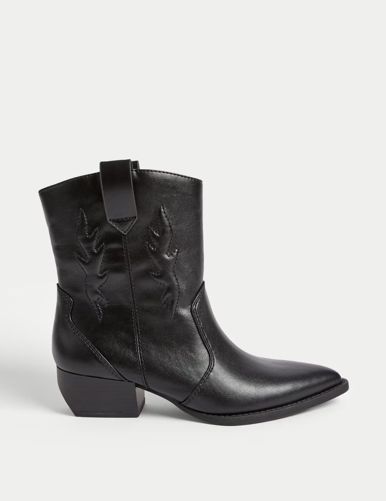 M&S Block Heel Cowboy Boots
