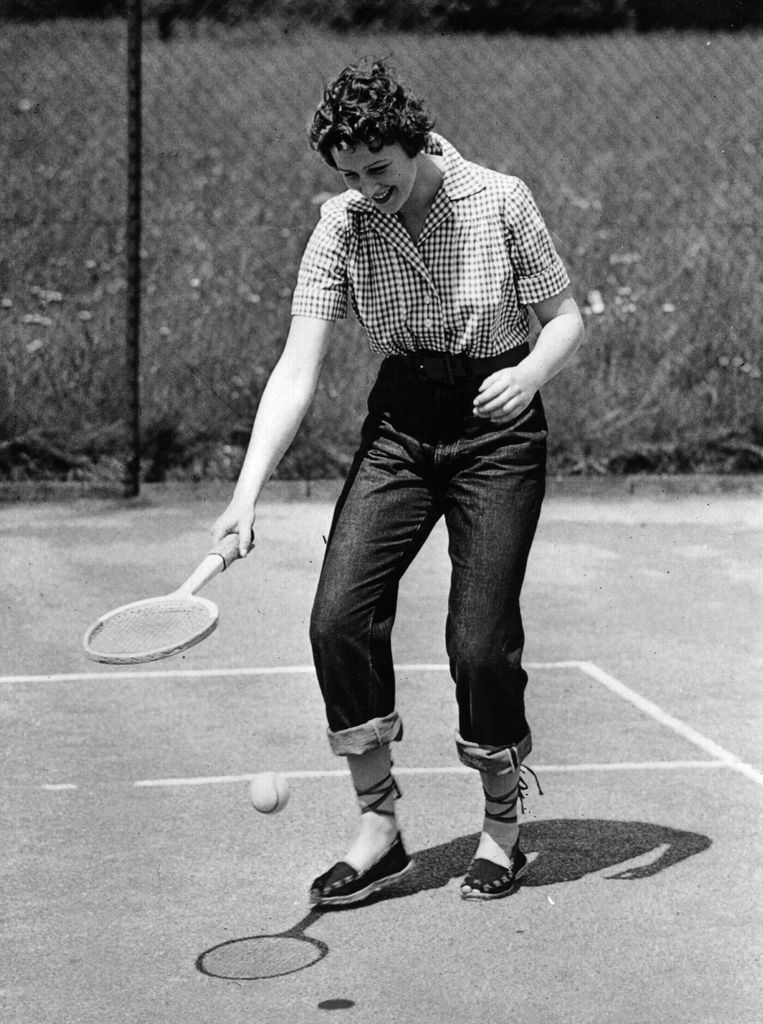 Princess Alexandra of Kent playing tennis at Coppins, the family home in Buckinghamshire